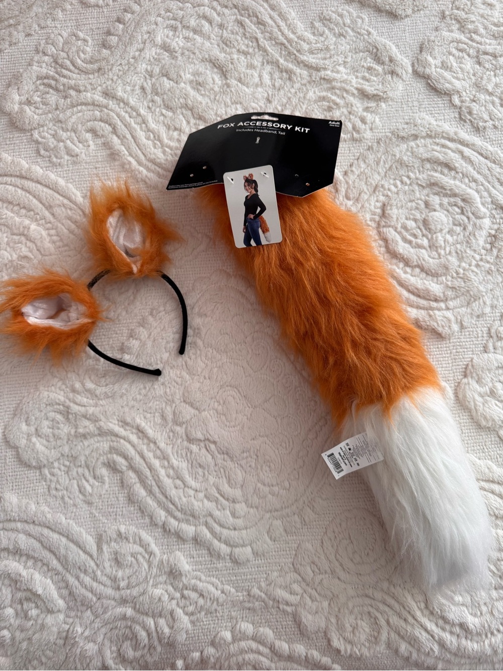 Halloween Fox Accessory kit Adult Orange and White Fox Ears & Tail Costume